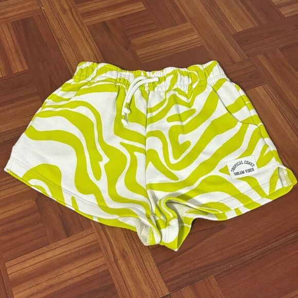 Zara Girls Neon Zebra Terry Cloth Sweat Shorts 10 - Picture 1 of 4